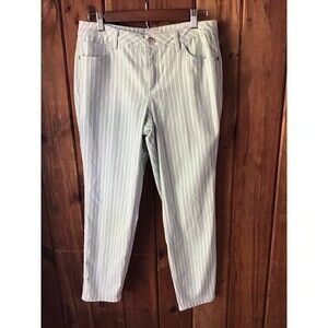 Cato C Est 1946 Denim Green Stripe Pants Size 12 Stretch 5 Pockets